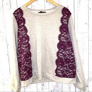 Eloquii 22 24 crew neck maroon lace sweatshirt